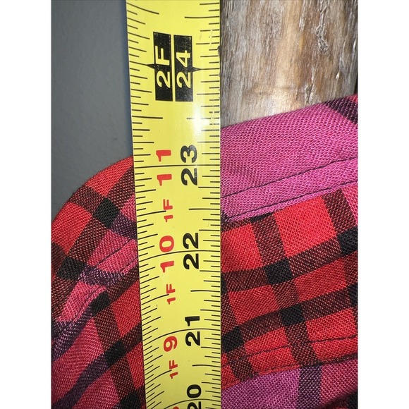 Free People Blouse Womens Small Pacific Dawn Plaid in Red Combo Button Up NEW - Picture 12 of 12